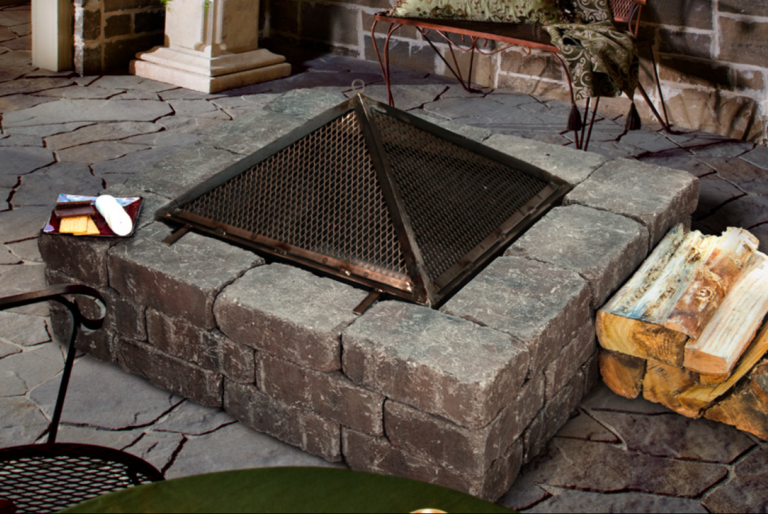 Weston Stone Fire Pit Kit with Pyramid Spark Arrestor Expocrete Belgard